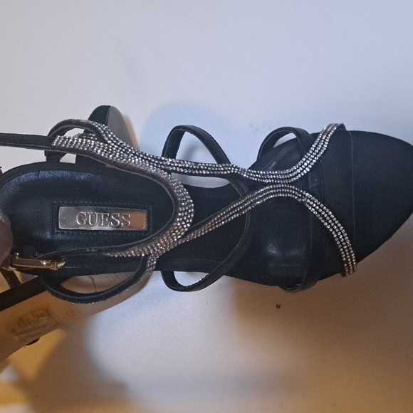 Guess Shoes - 🪩5.5 Guess Cinderella Black & silver bedazzled girls bling high heel shoe Gorge
